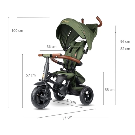 Milly Mally Rito Deluxe Rubber Olive Rowerek Trzykołowy obrotowy oliwkowo zielony